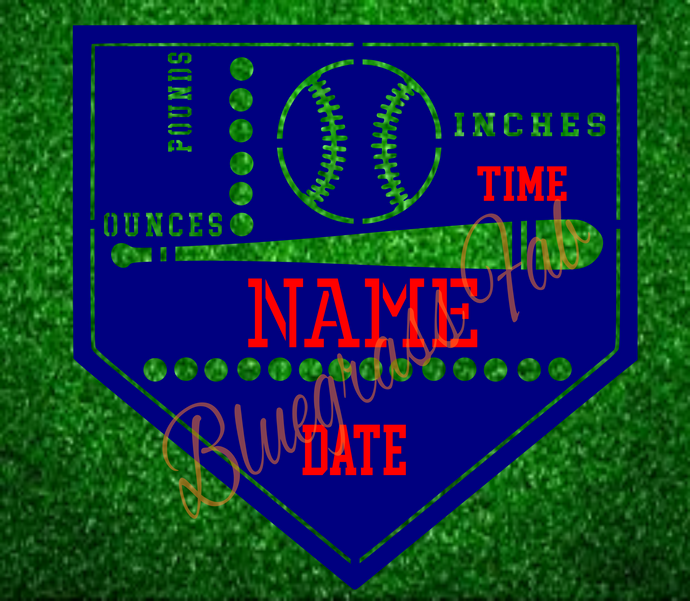 Baseball Home Plate Birth Certificate Plate